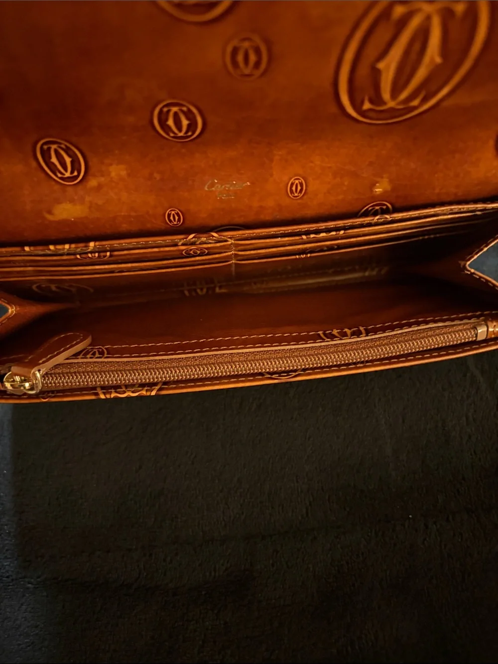 Cartier Cognac Brown Embossed Happy Birthday Edition Leather Wallet